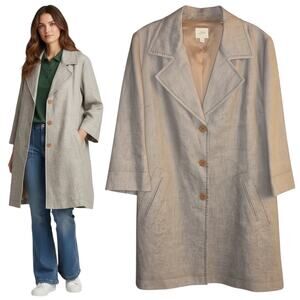 J Jill Sienna Linen Lagenlook Longline Jacket Size XL Minimalist Casual Chic